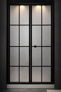 Duşakabin Ön Cephe Katlanır Akordiyon Komple Buzlu Folyo Siyah Çizgi Yükseklik 190cm